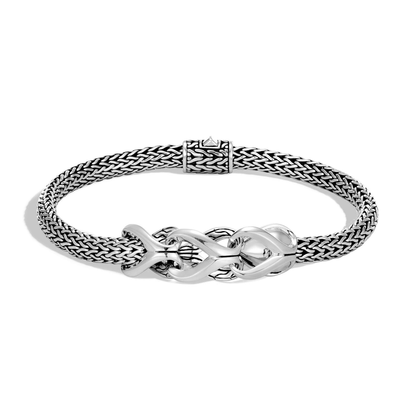 John Hardy Classic Chain Woven Pusher Clasp Station Bracelet