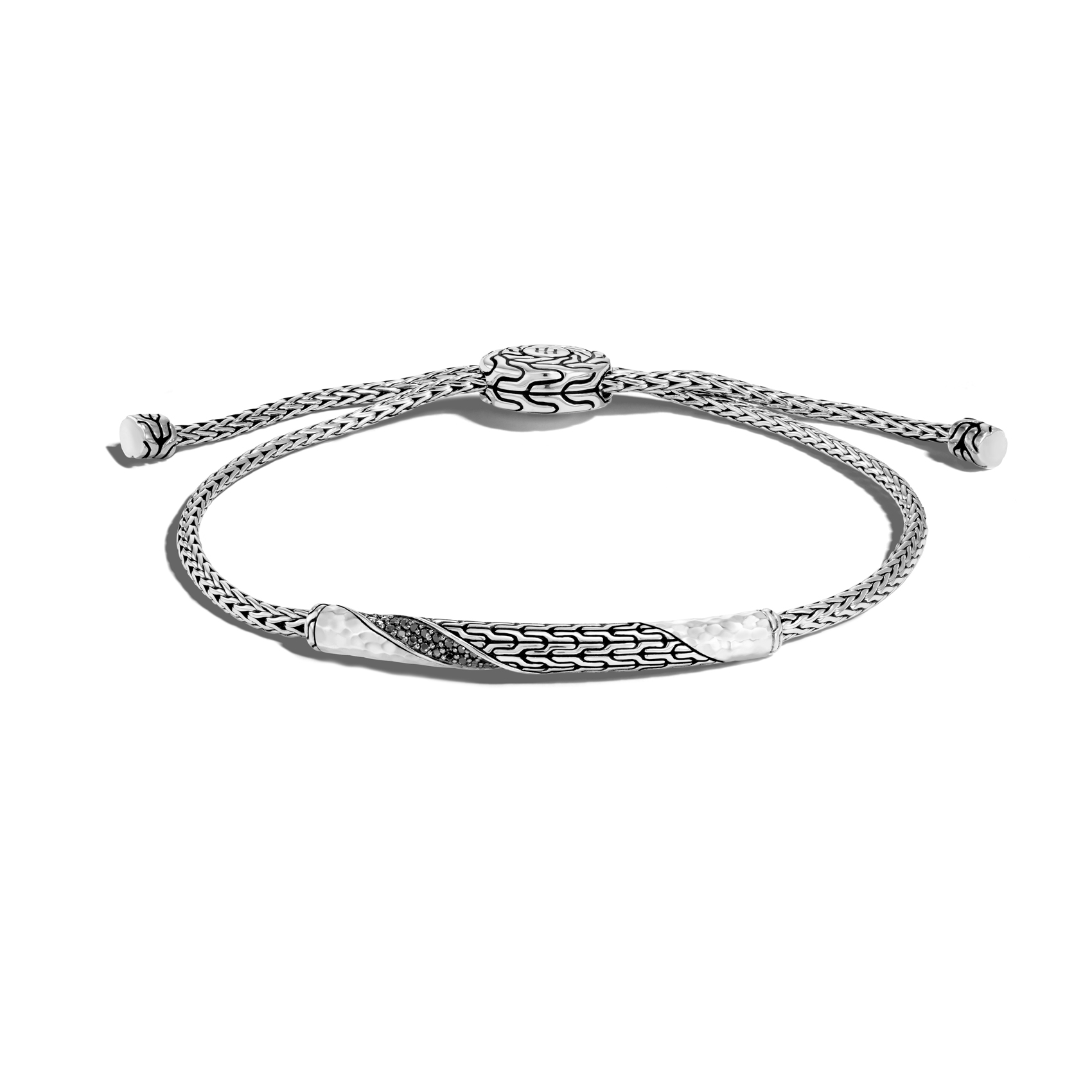 John Hardy Classic Chain 2.5mm Twisted Pull Through Bracelet with Lava Treated Black Sapphire and Black Spinel