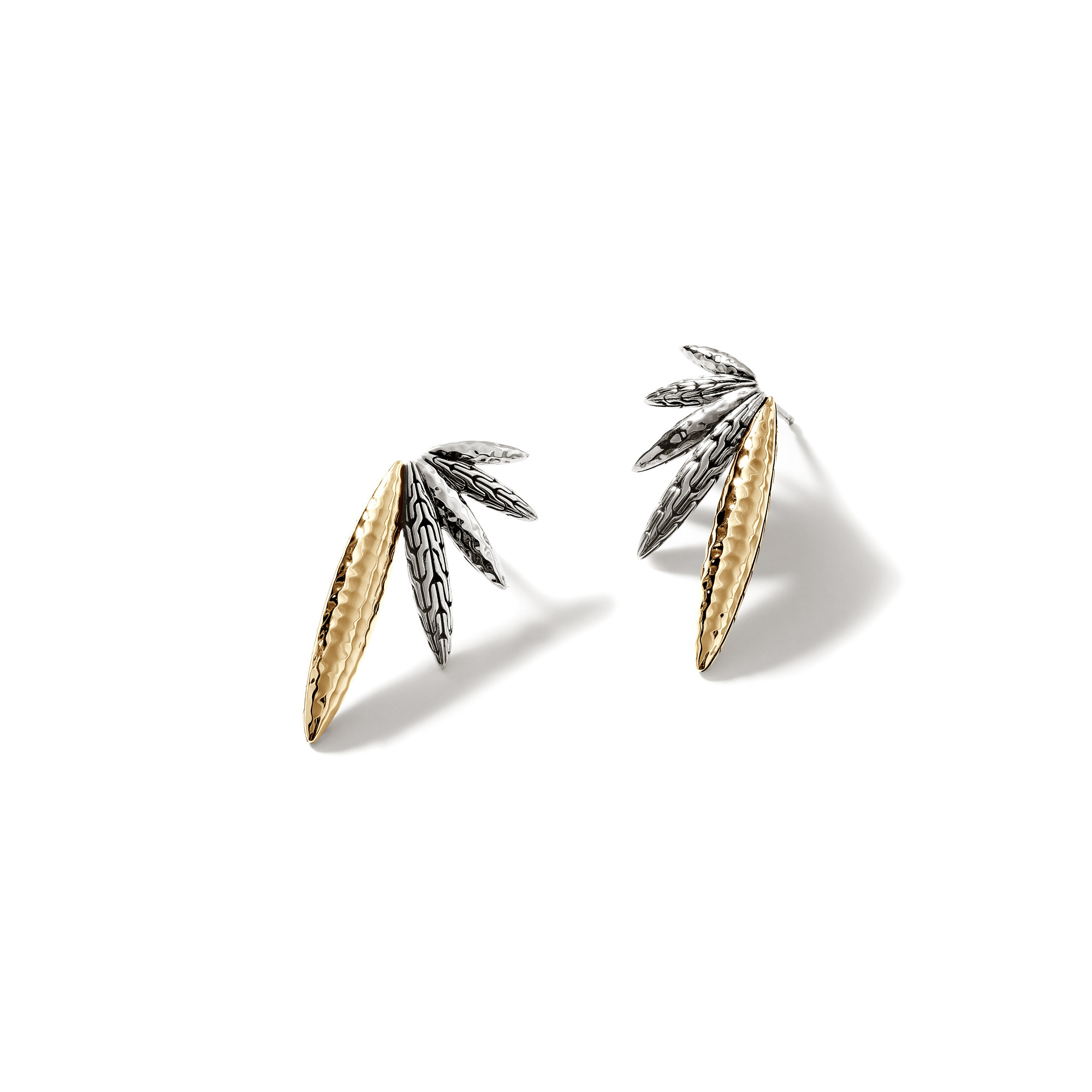 John Hardy Two-Tone Carved Classic Chain Palu Stud Earrings
