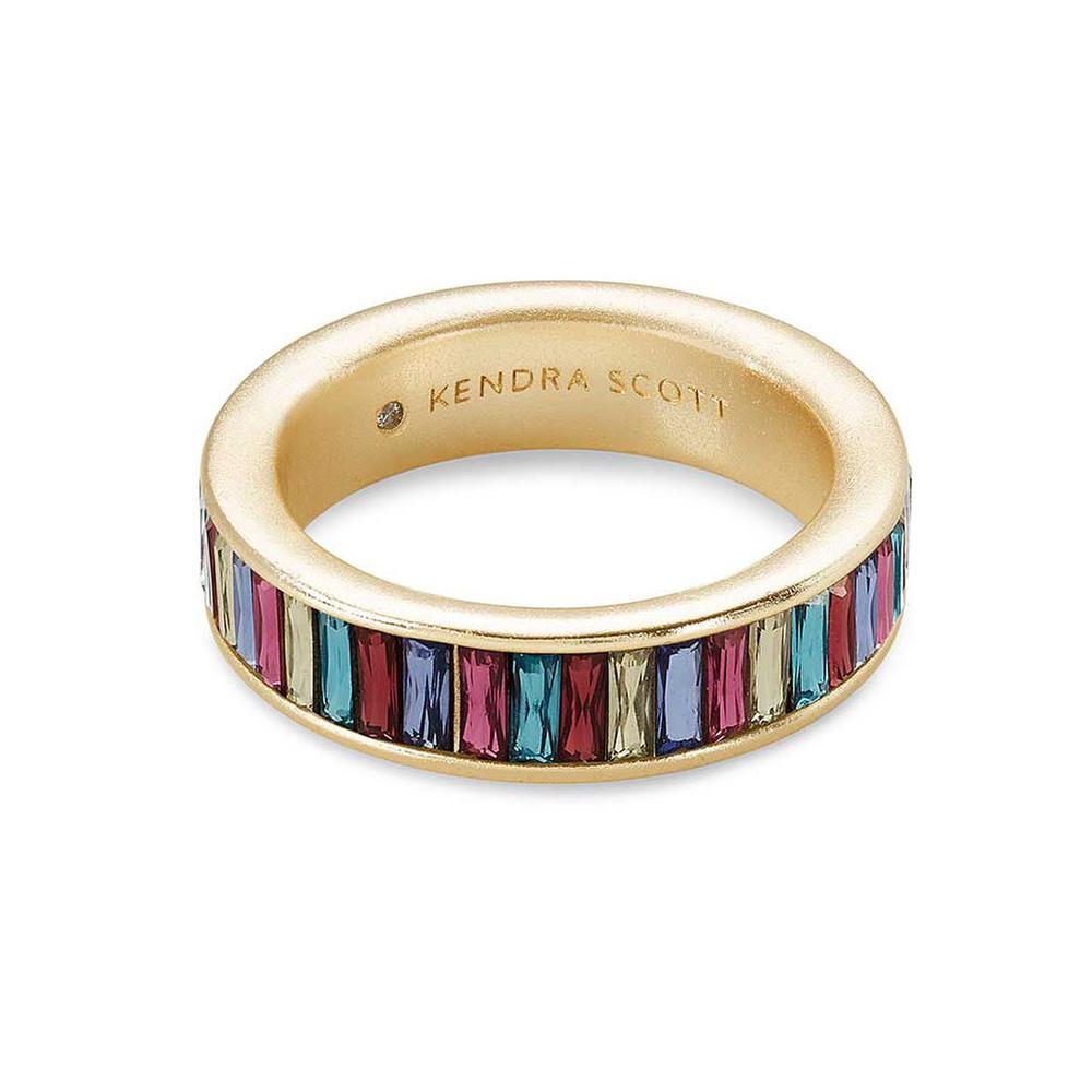 Kendra Scott Jack Band Ring in Rainbow Crystal, Gold-Plated - Size 8