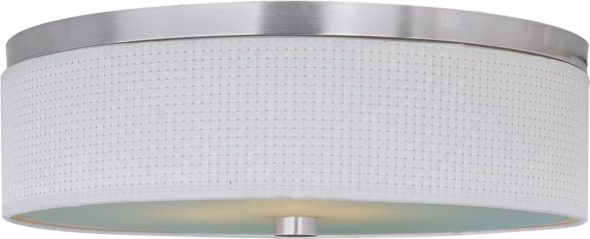 ET2 Elements 3-Light Drum Ceiling Light in Satin Nickel with a White Weave Shade