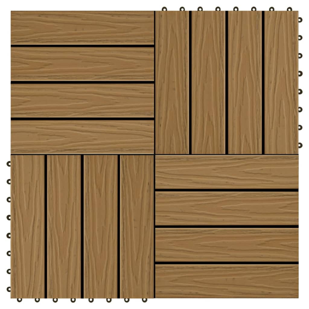 vidaXL 11 pcs Decking Tiles Deep Embossed WPC 11.8"x11.8" 1 sqm Teak Color