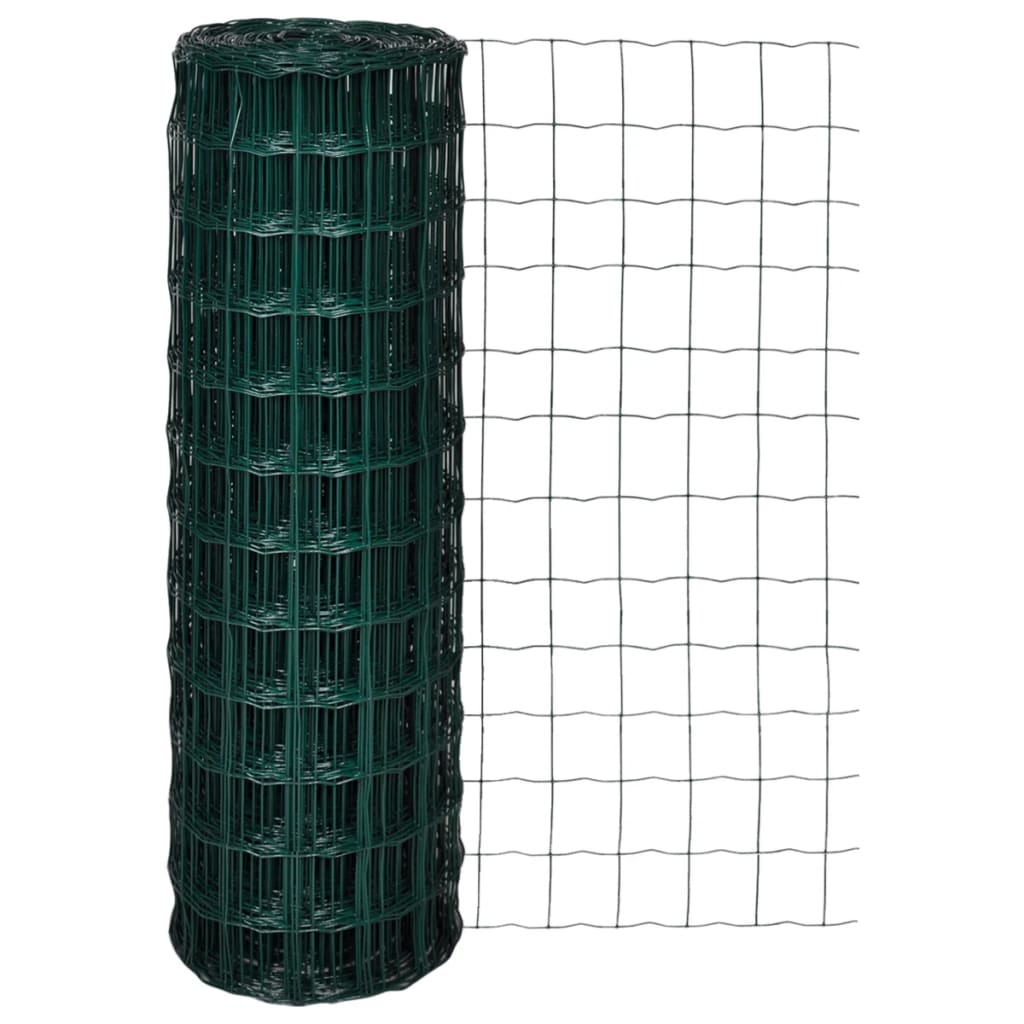 vidaXL Euro Fence Steel 82ftx3.9ft Green