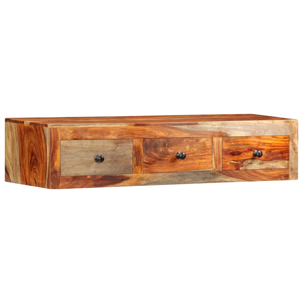 vidaXL Wall Console Table 39.3"x9.8"x7.8" Solid Sheesham Wood