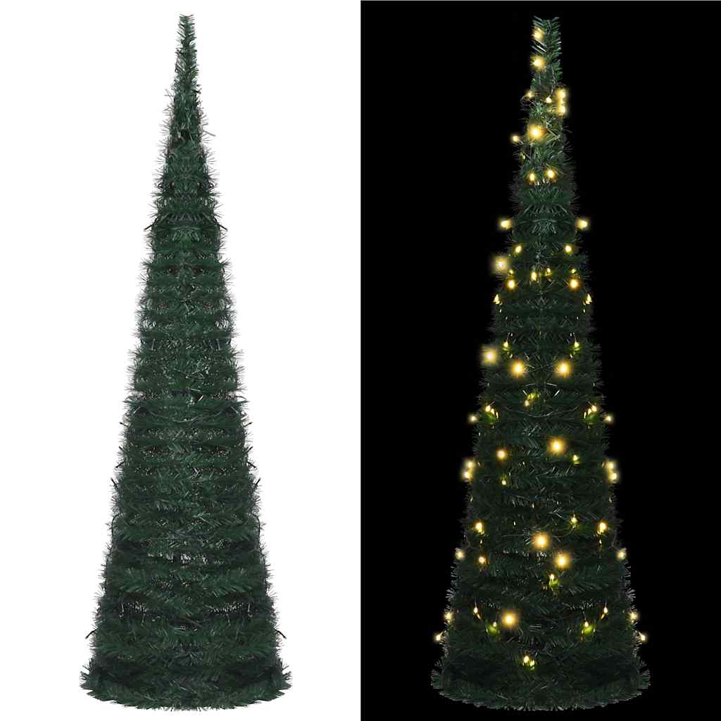 vidaXL Pop-up String Artificial Pre-lit Christmas Tree Green 5 ft