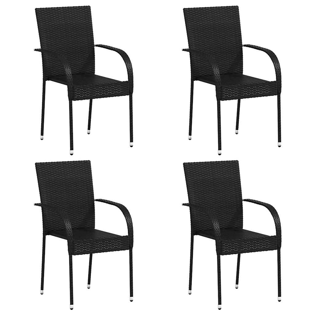 vidaXL Stackable Patio Chairs 4 pcs Poly Rattan Black
