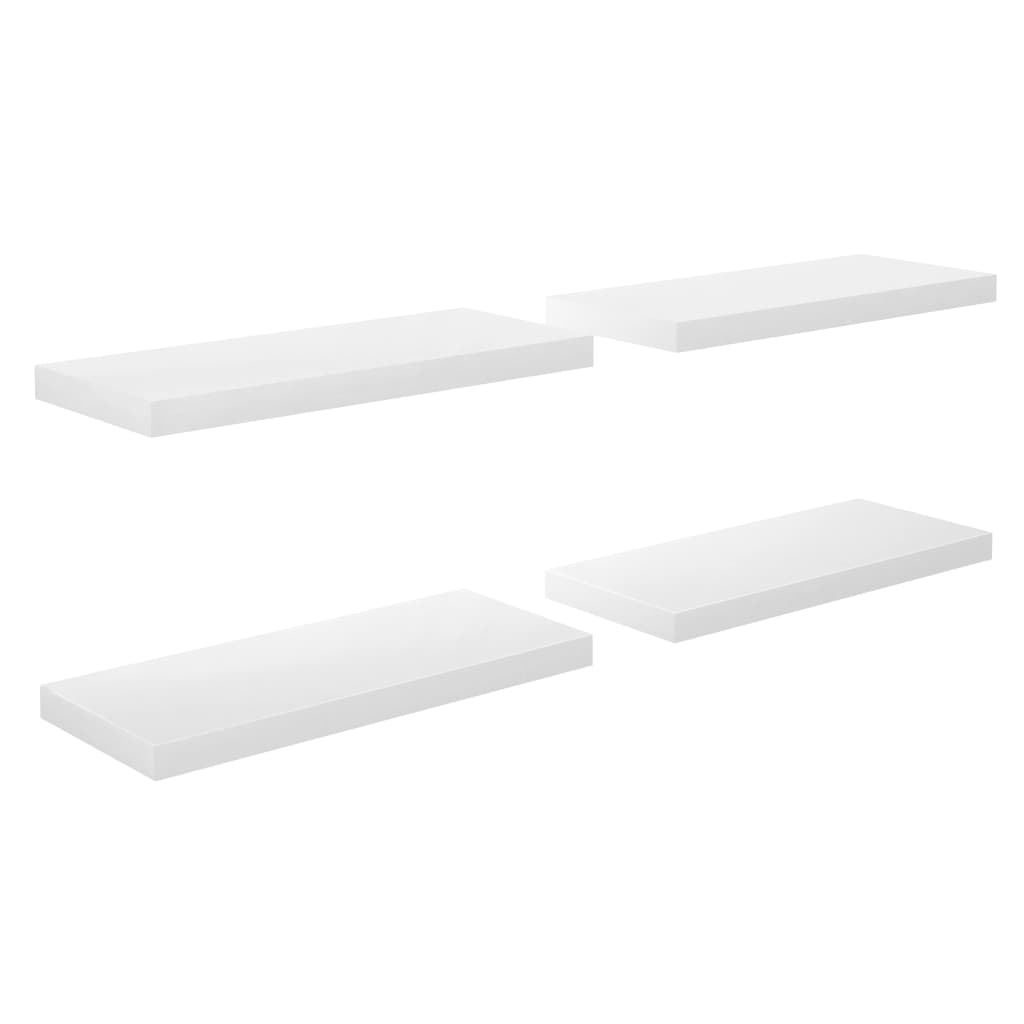 vidaXL Floating Wall Shelves 4 pcs High Gloss White 23.6"x9.3"x1.5" MDF