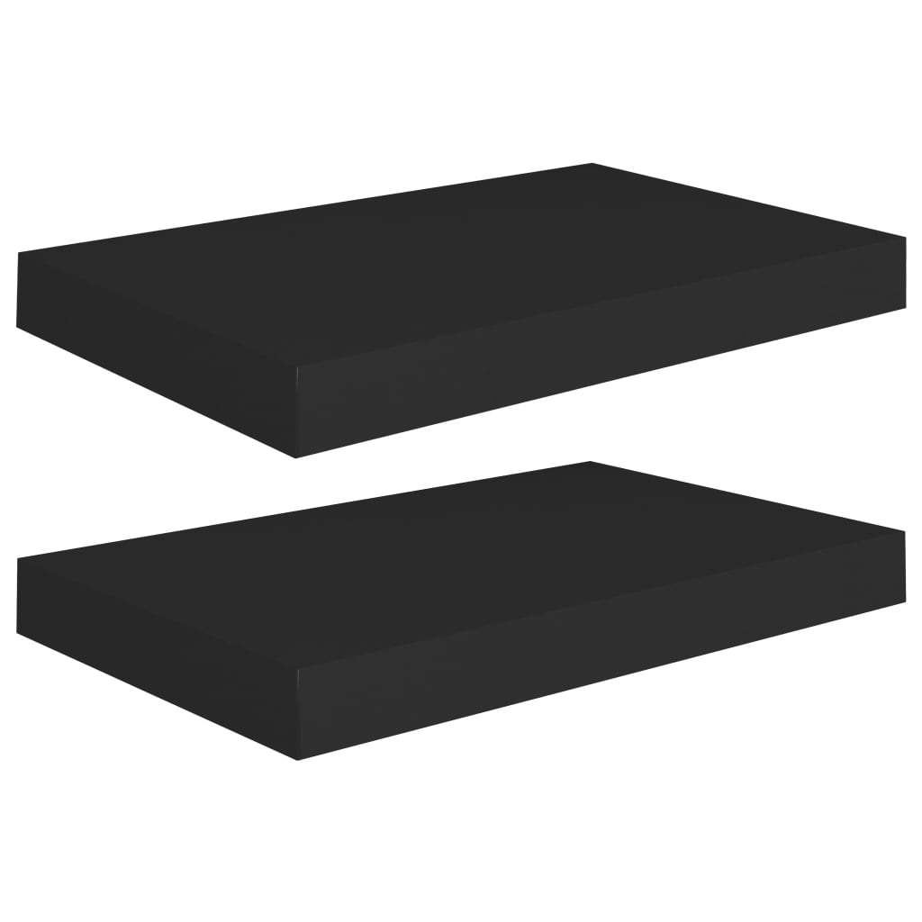 vidaXL Floating Wall Shelves 2 pcs Black 15.7"x9.1"x1.5" MDF