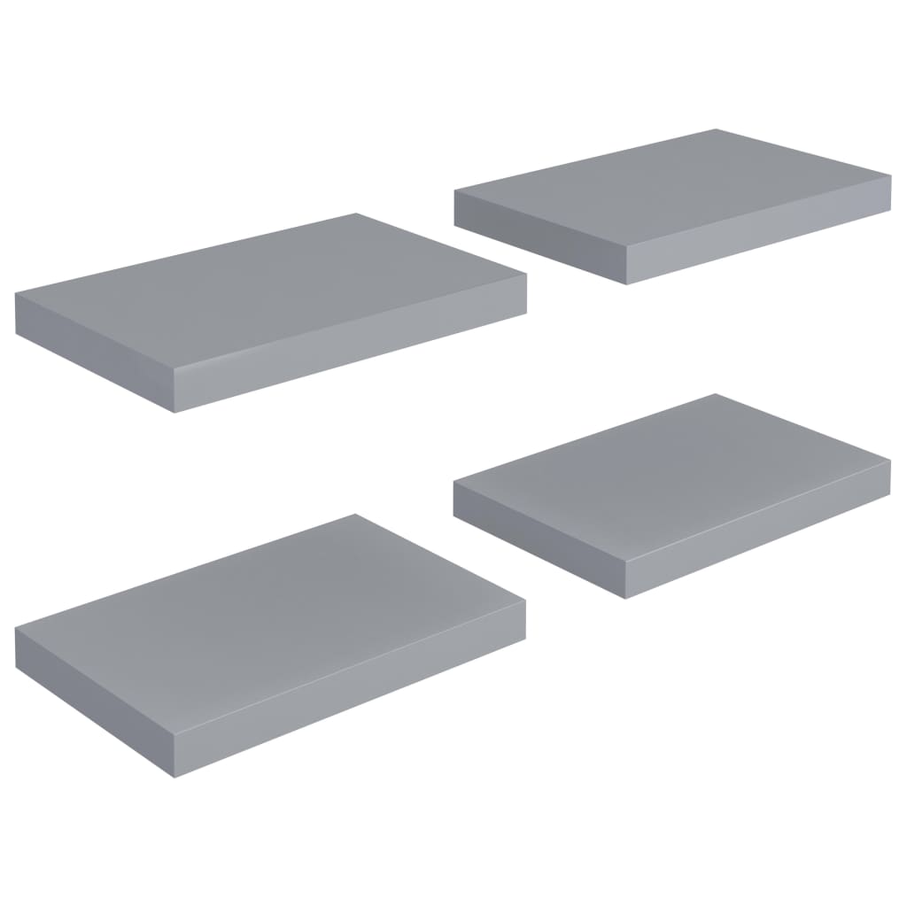 vidaXL Floating Wall Shelves 4 pcs Gray 15.7"x9.1"x1.5" MDF
