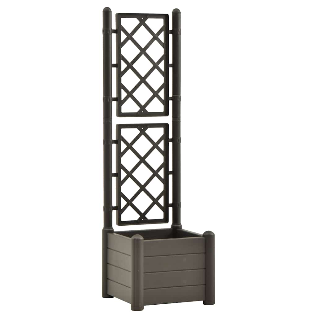 vidaXL Garden Planter with Trellis 16.9"x16.9"x55.9" PP Anthracite