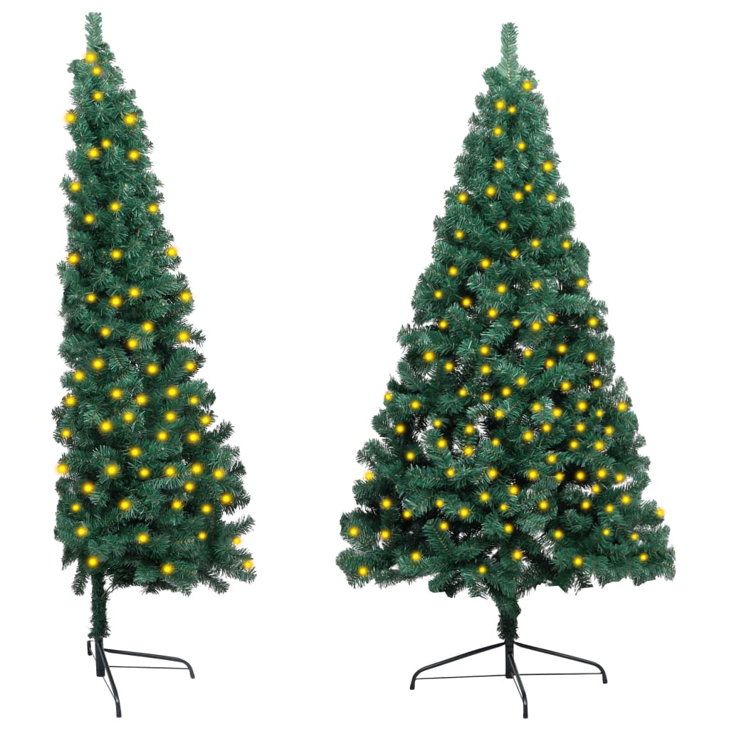 vidaXL Artificial Half Pre-lit Christmas Tree with Stand Green 59.1" PVC