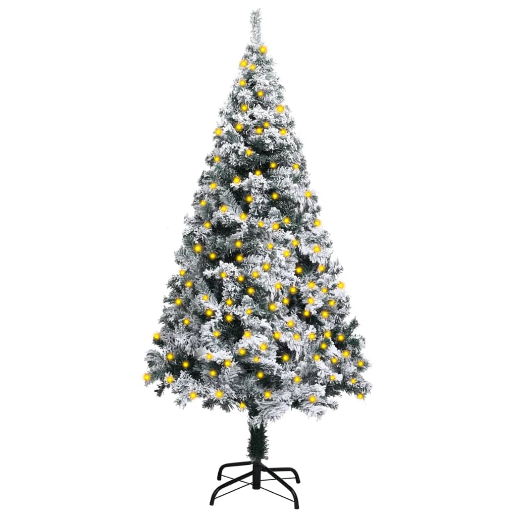 vidaXL Artificial Pre-lit Christmas Tree with Flocked Snow Green 47.2"