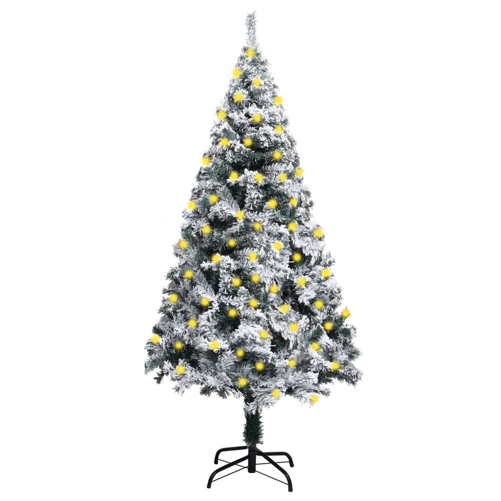 vidaXL Artificial Pre-lit Christmas Tree with Flocked Snow Green 70.9"
