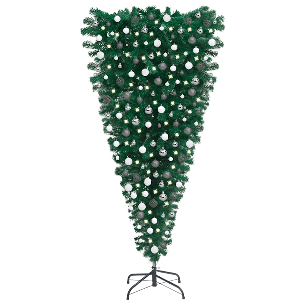 vidaXL Upside-down Artificial Pre-lit Christmas Tree with Ball Set 82.7"