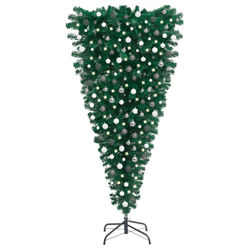 vidaXL Upside-down Artificial Pre-lit Christmas Tree with Ball Set 94.5"