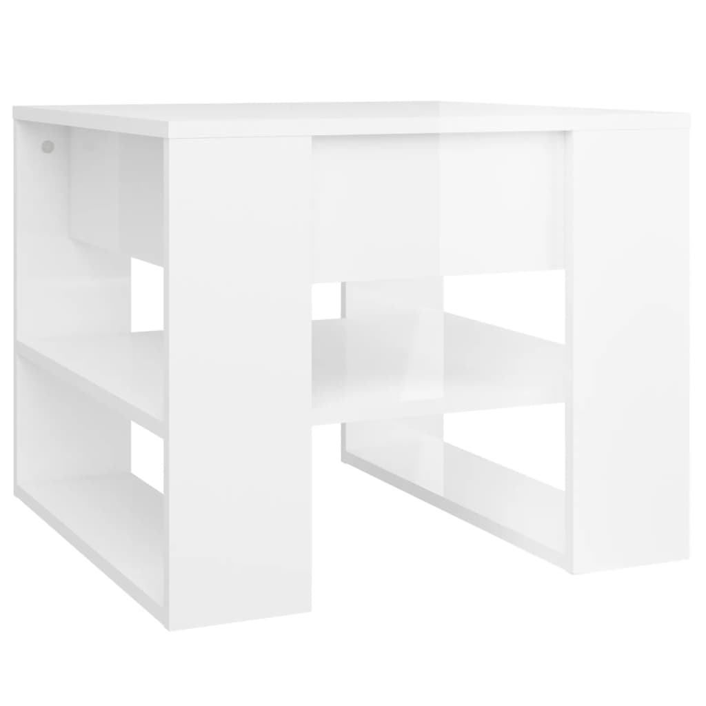 vidaXL Coffee Table High Gloss White 21.9"x21.7"x17.7" Engineered Wood