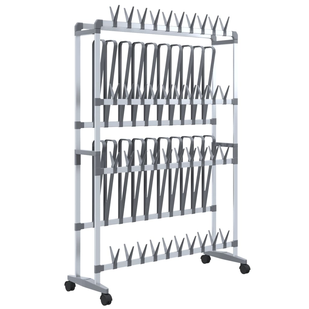 vidaXL Shoe Rack with Wheels Silver 35"x10.6"x47.2"