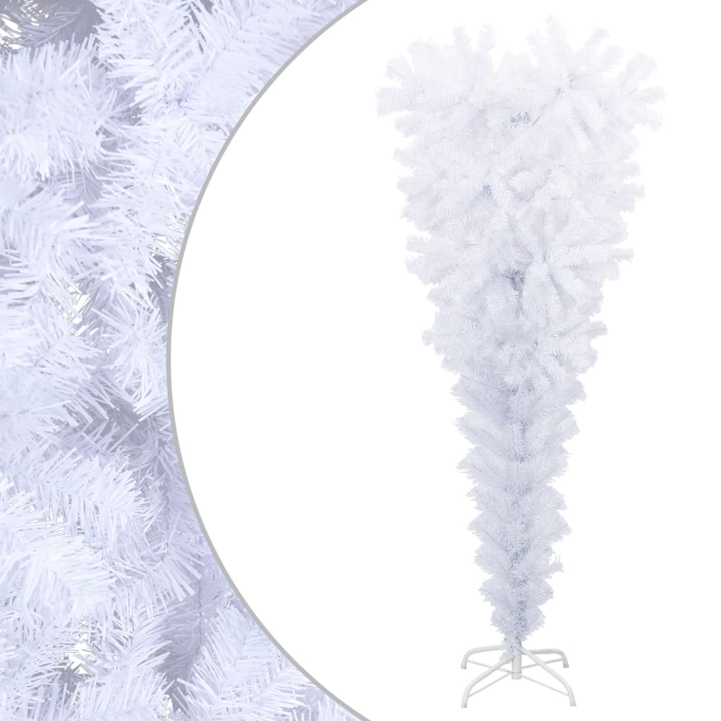 vidaXL Upside-down Artificial Christmas Tree with Stand White 47.2"