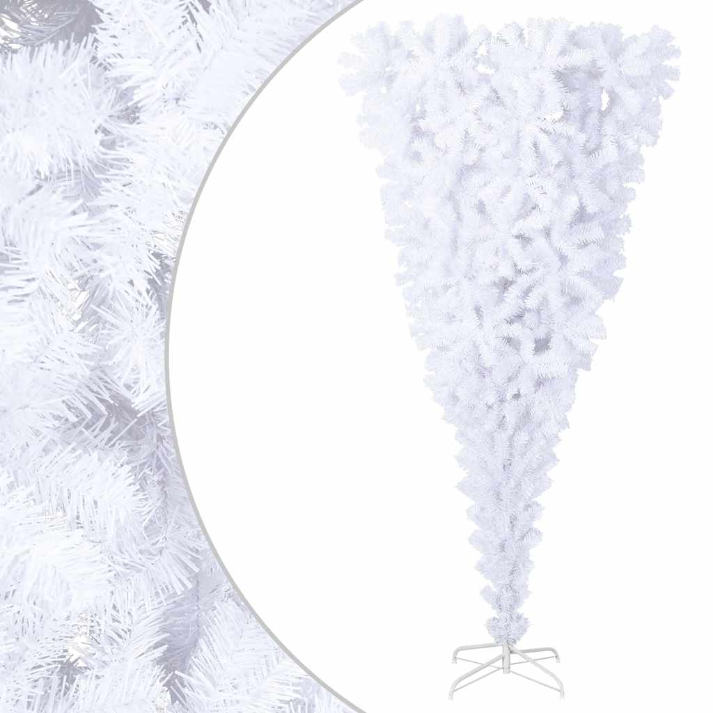 vidaXL Upside-down Artificial Christmas Tree with Stand White 6 ft