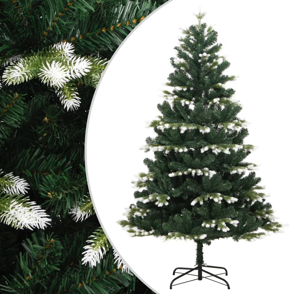 vidaXL Artificial Hinged Christmas Tree with Flocked Snow 82.7"