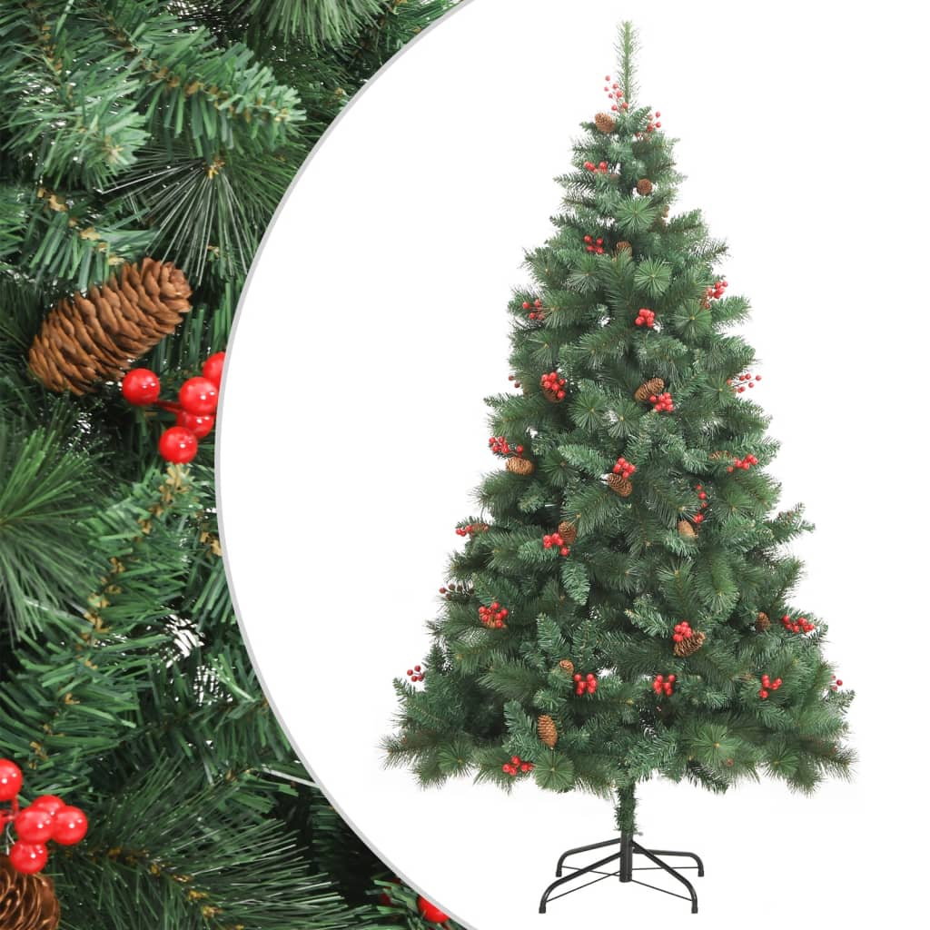 vidaXL Artificial Hinged Christmas Tree with Cones and Berries 82.7"