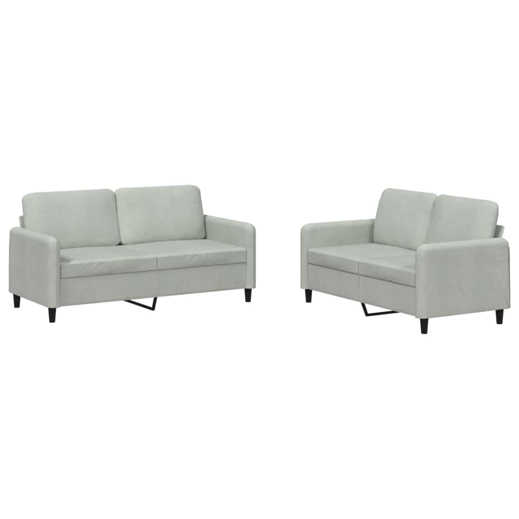 vidaXL 2 Piece Sofa Set Light Gray Velvet