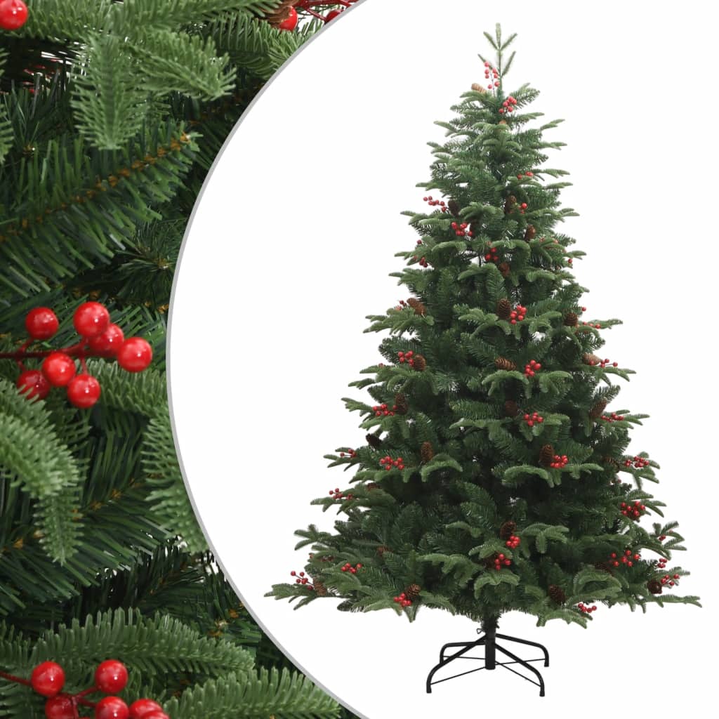 vidaXL Artificial Hinged Christmas Tree with Cones and Berries 82.7"