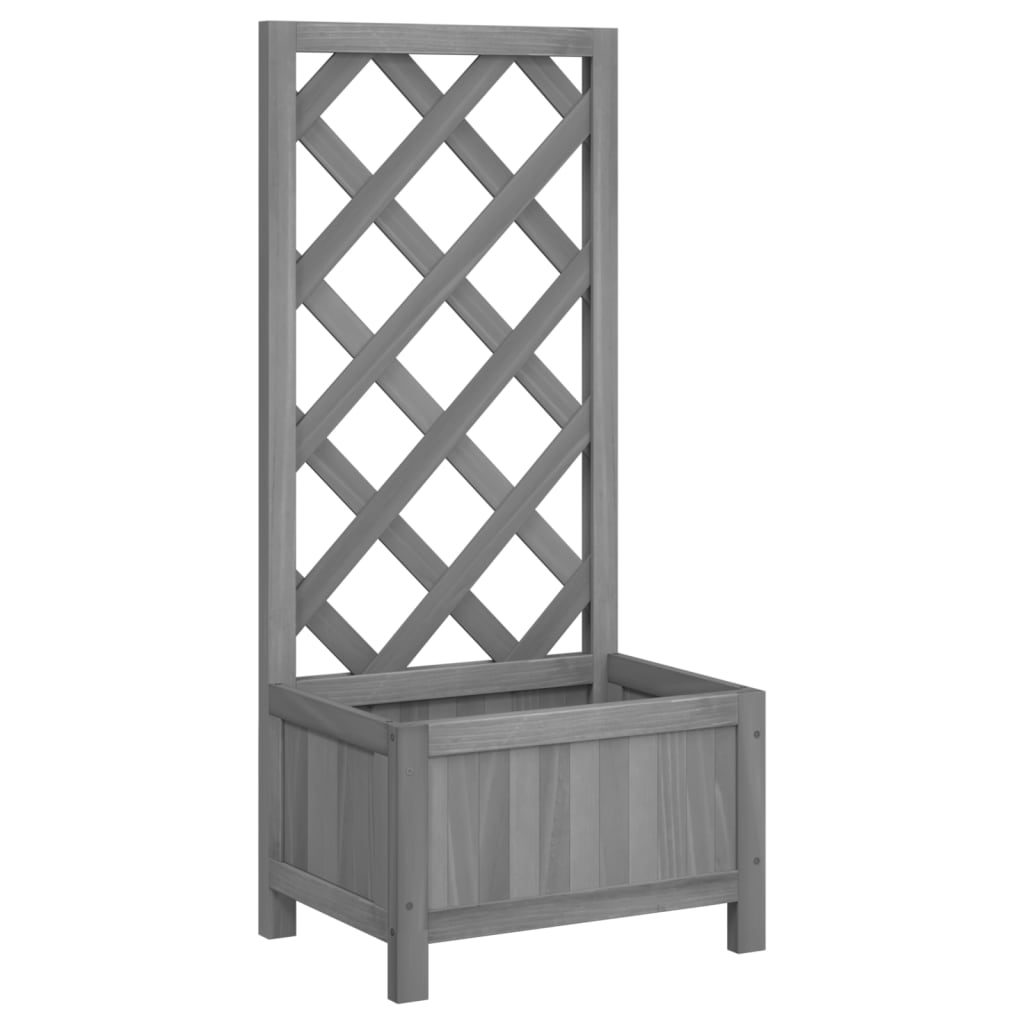 vidaXL Planter with Trellis Gray Solid Wood Fir