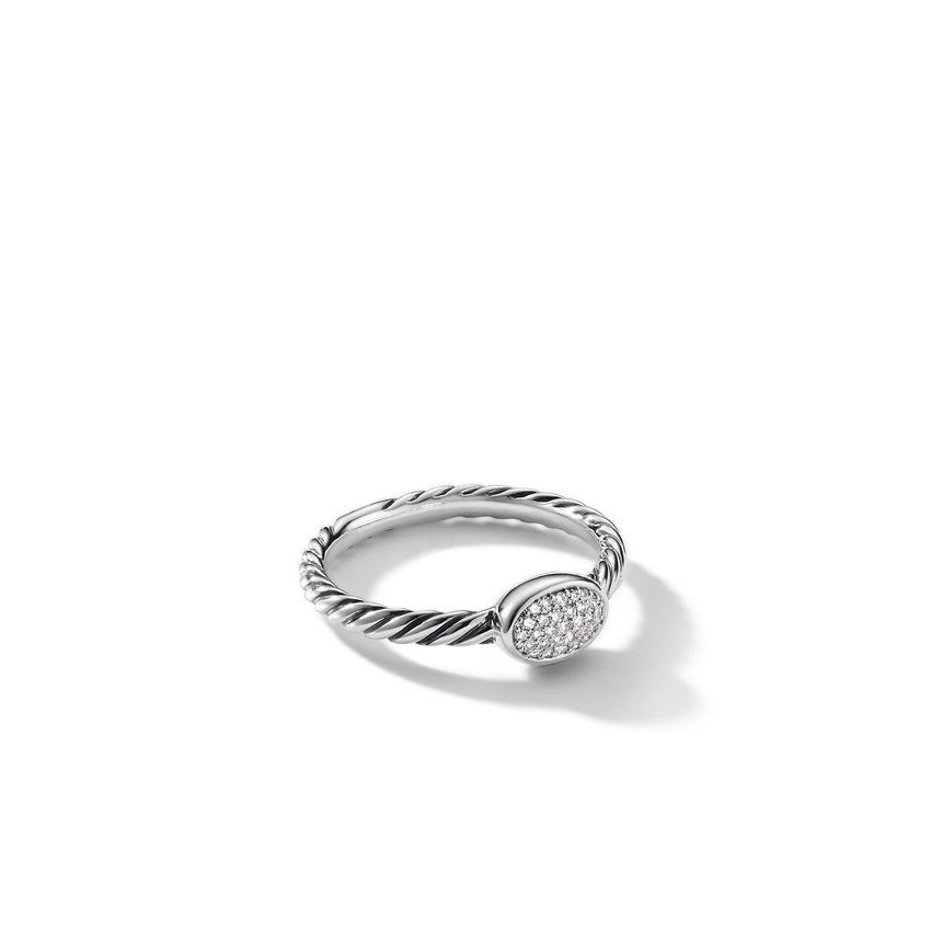 David Yurman Petite Pave Oval Ring with Diamonds - Size 6