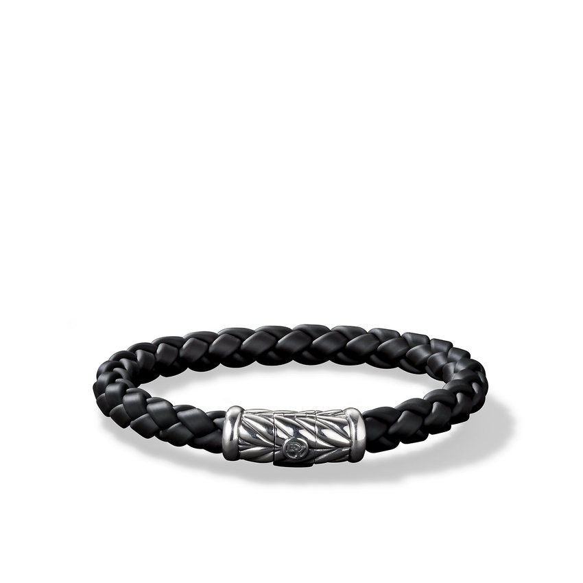 David Yurman Chevron Black Rubber Bracelet | 8mm | 9.5 Inches