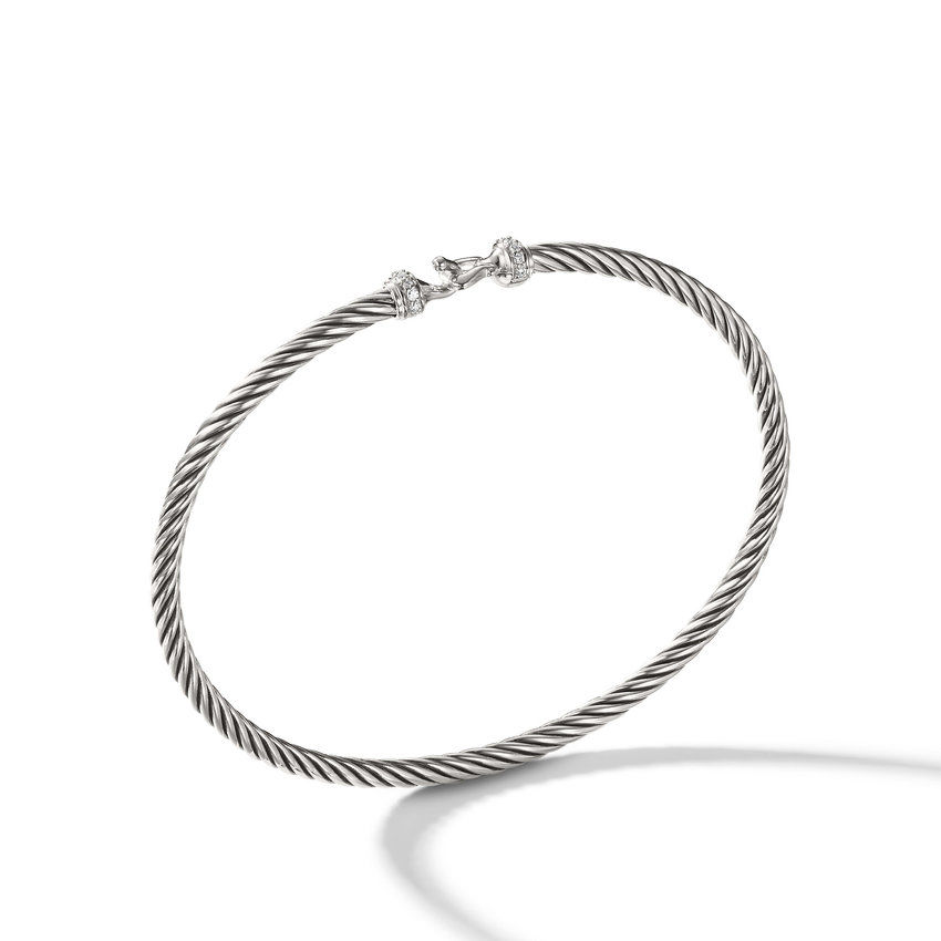 David Yurman Buckle Bracelet with Pave Diamonds | 3mm | Small