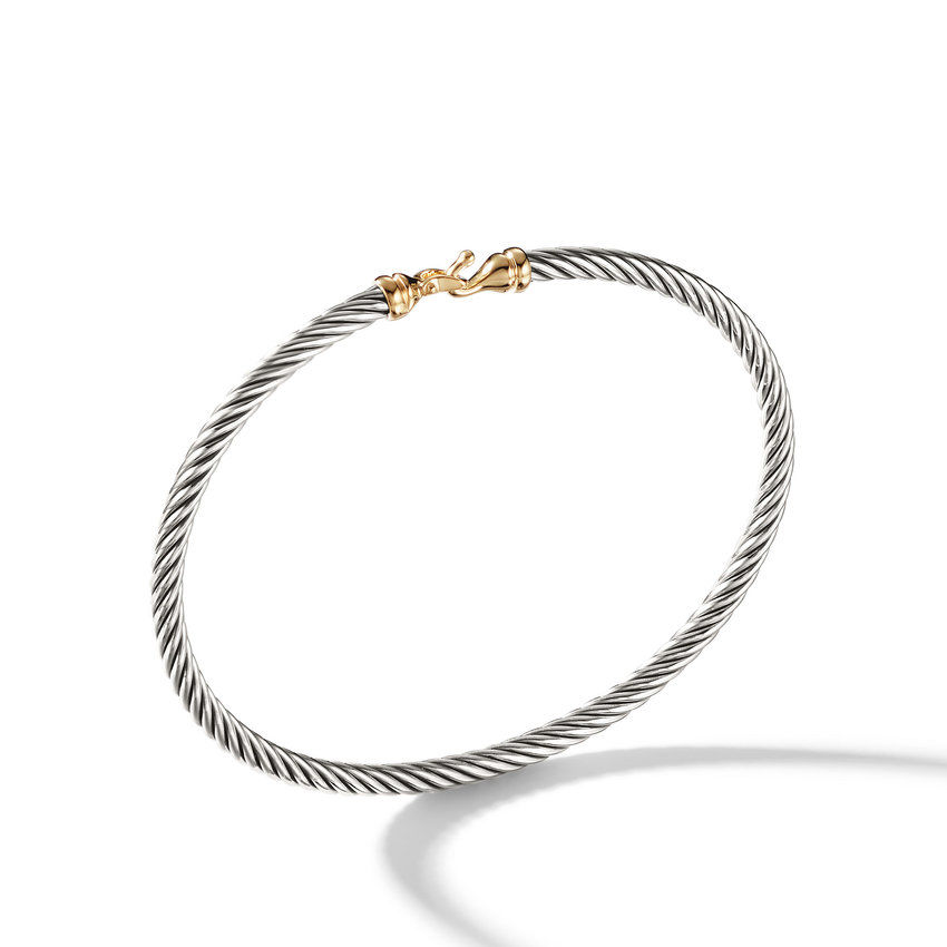 David Yurman Buckle Bracelet with 18k Yellow Gold | 3mm | Large