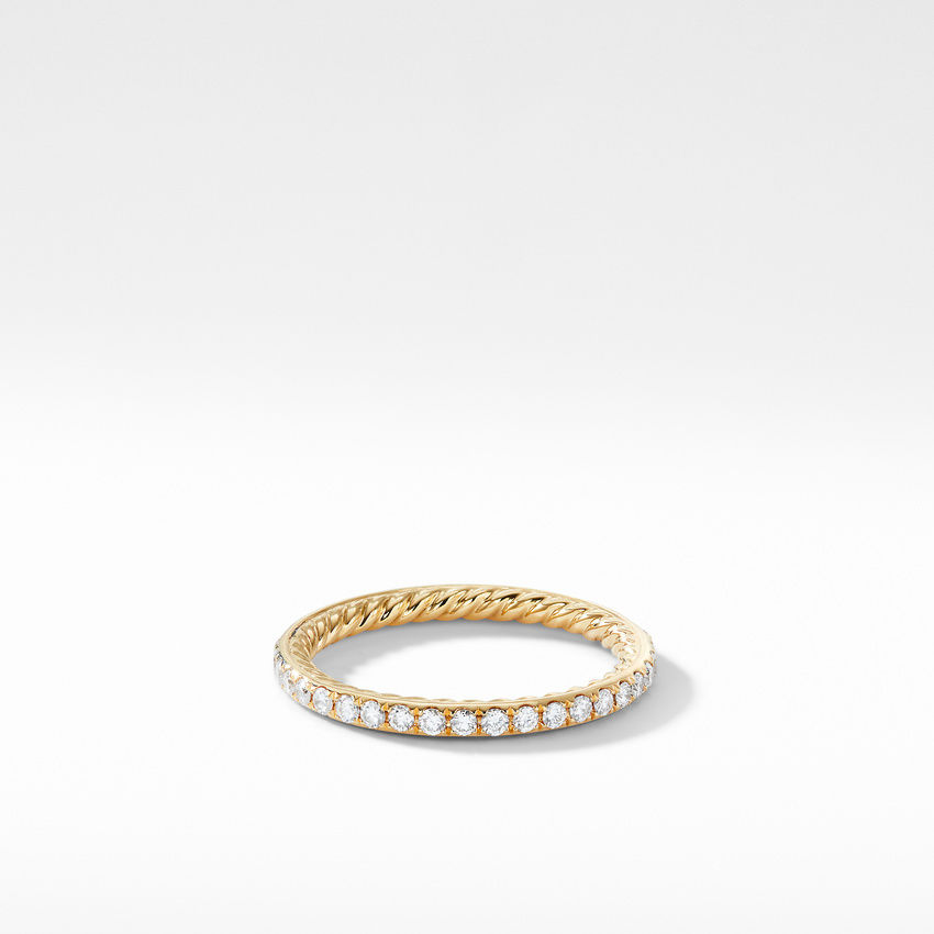 David Yurman DY Eden Band Ring in 18K Yellow Gold with Pave Diamonds, 1.85mm - Size 4.5