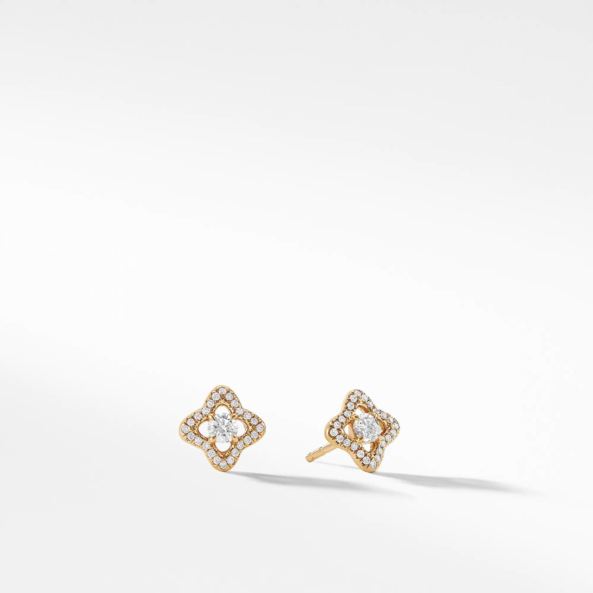 David Yurman Venetian Quatrefoil Earrings with Diamonds in 18k Gold