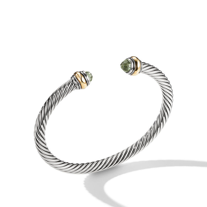 David Yurman Cable Classics Color Bracelet with Prasiolite and 14K Yellow Gold, 5mm - Size Large
