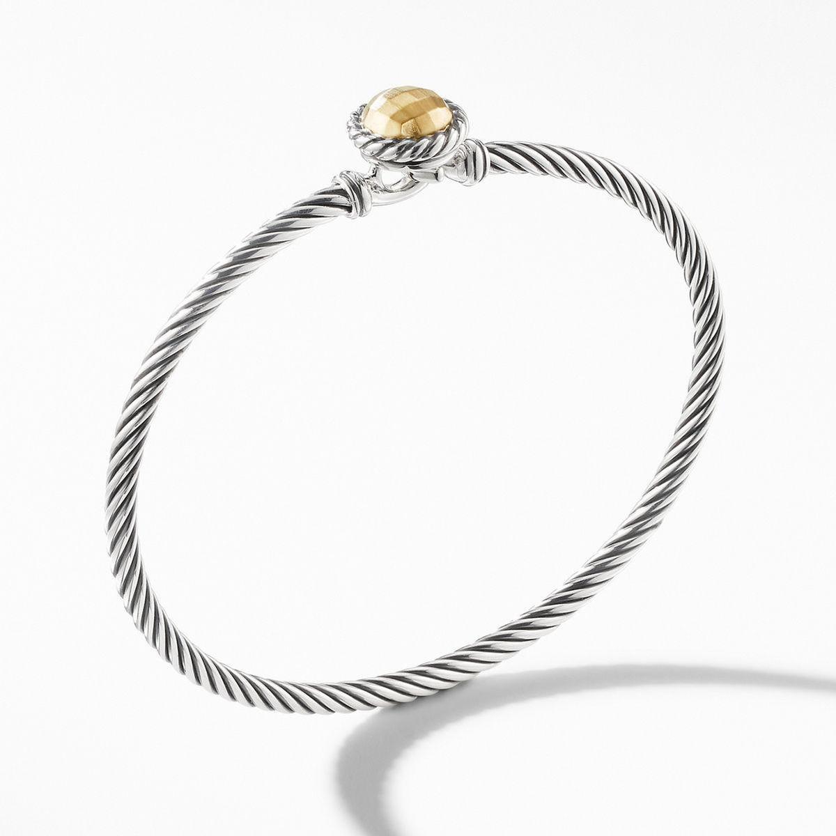 David Yurman Petite Chatelaine Bracelet with 18k Yellow Gold Dome - Large