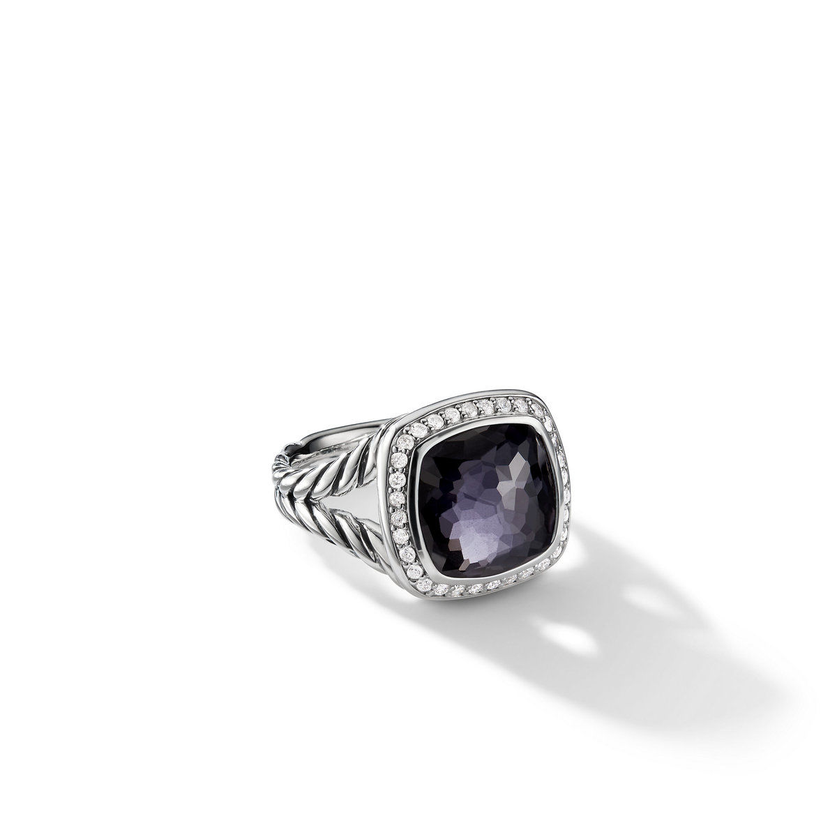 David Yurman Albion Ring with Black Orchid and Pave Diamonds | Size 4.5