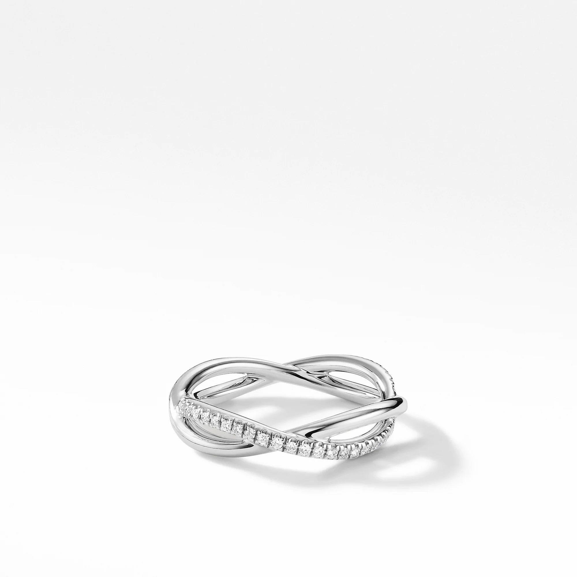 David Yurman DY Infinity Band Ring in Platinum with Diamonds, 4.18mm - Size 6