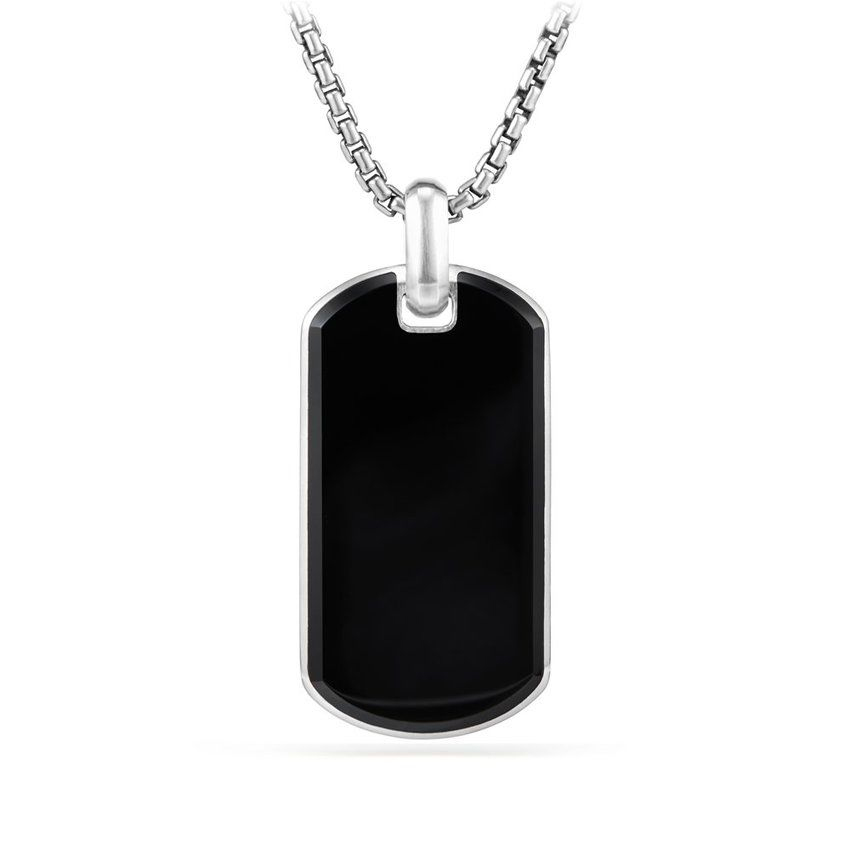 Men's David Yurman Meteorite Collection Streamline Exotic Stone Tag in Black Onyx, 42mm