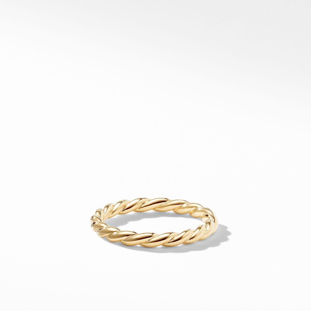 David Yurman Paveflex Ring in 18K Yellow Gold, 2.7mm - Size 9