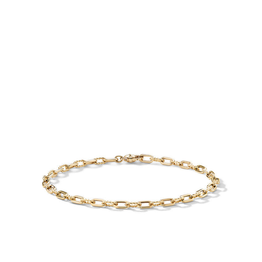 David Yurman DY Madison Thin Chain Bracelet in 18k Yellow Gold, 3mm - Size Small