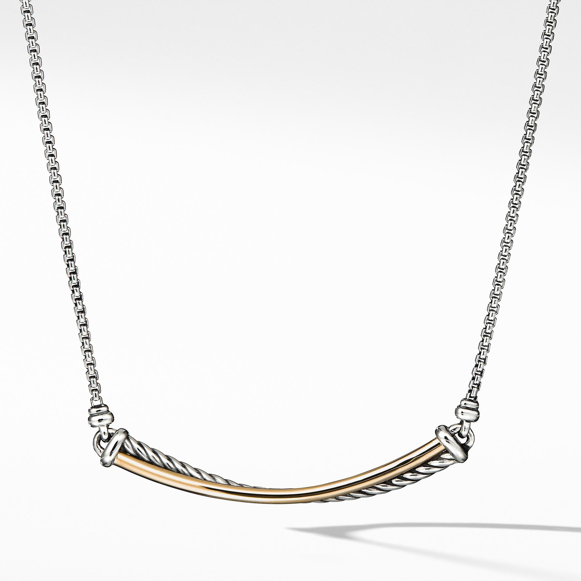 David Yurman The Crossover Collection Bar Necklace with 18k Yellow Gold