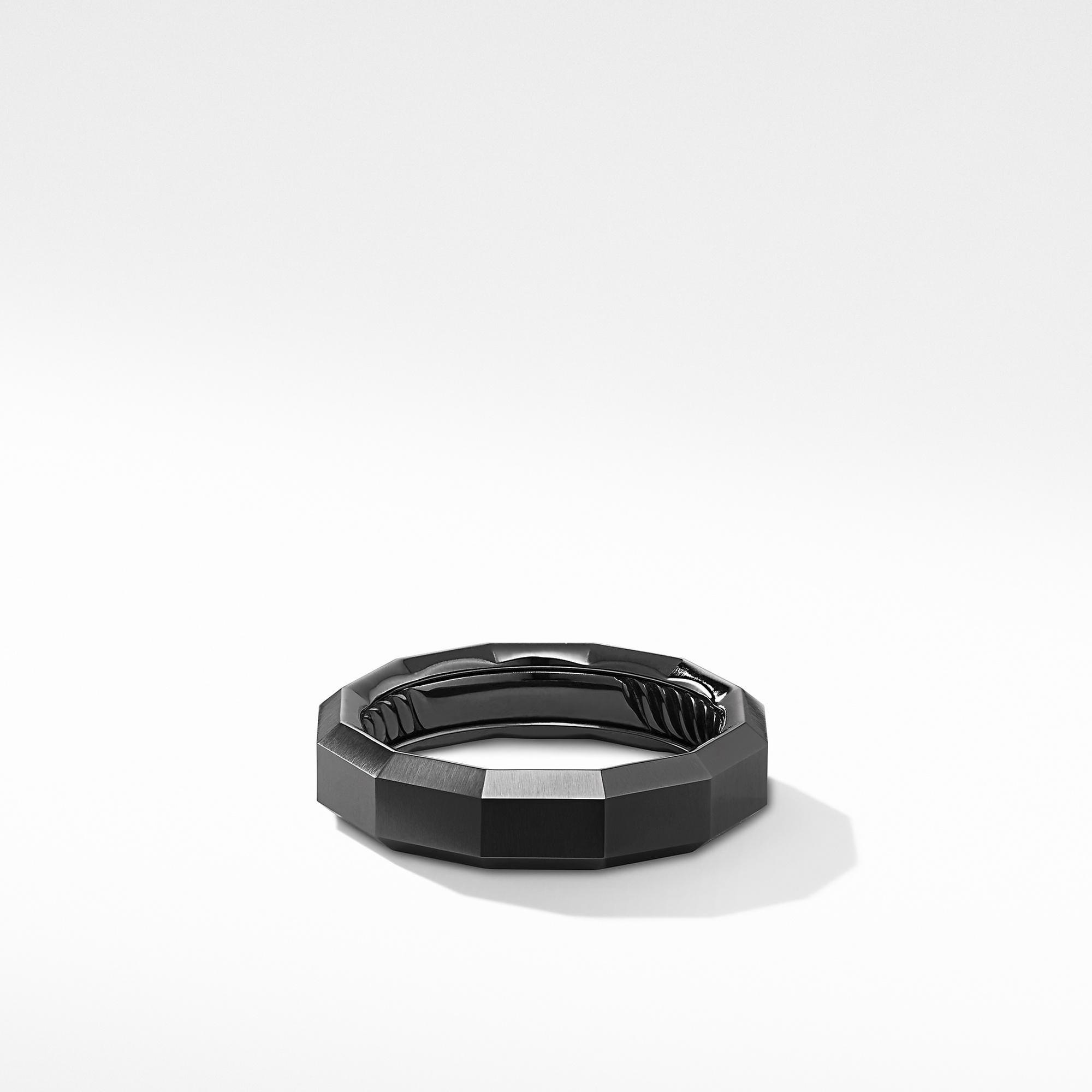 Men's David Yurman Faceted Black Band Ring in Black Titanium - Size 10