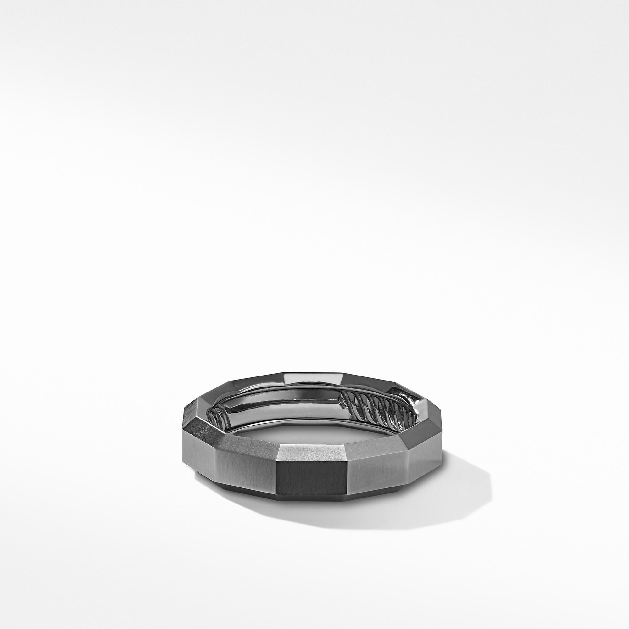 Men's David Yurman Faceted Black Band Ring in Grey Titanium - Size 9