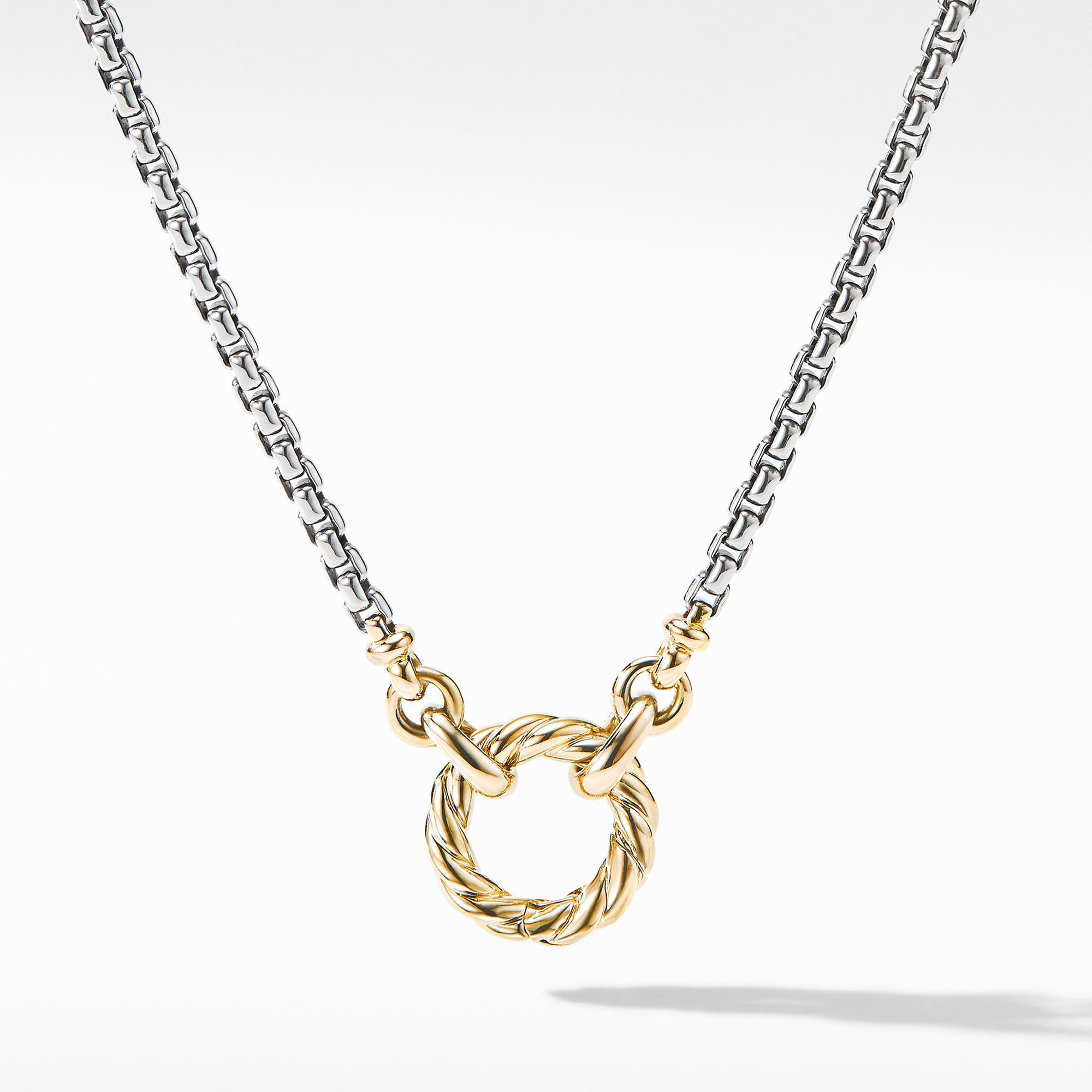 David Yurman Amulet Vehicle Box Chain Necklace with 18k Yellow Gold