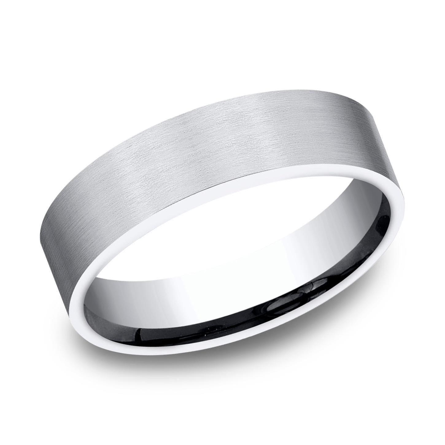 Benchmark Cobalt Satin Finish Flat Comfort Fit Band | 6mm | Size 8.5