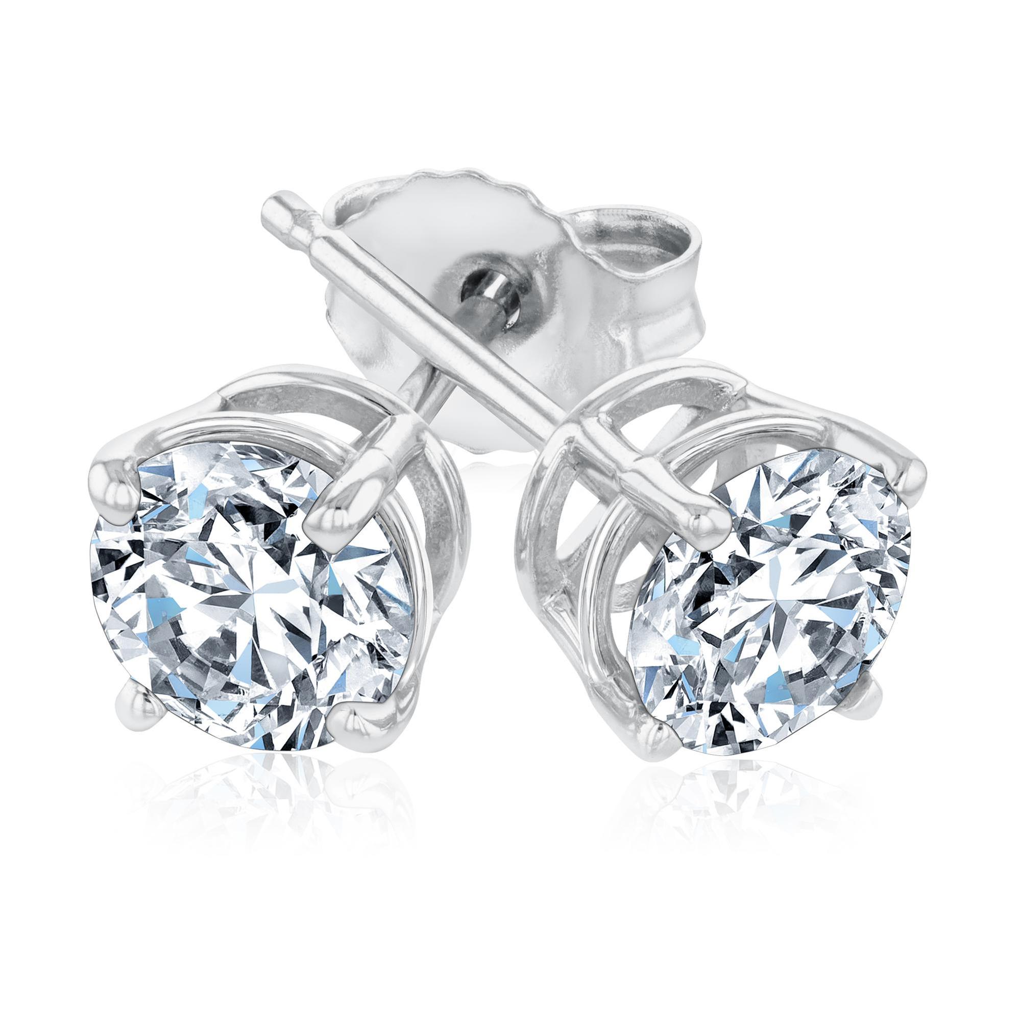 1 1/5ctw Round Diamond Solitaire White Gold Stud Earrings | Classic