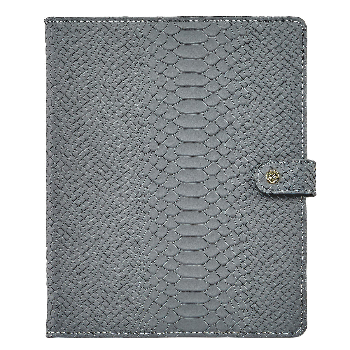 Graphic Image iPad Case Gray Embossed Python Leather