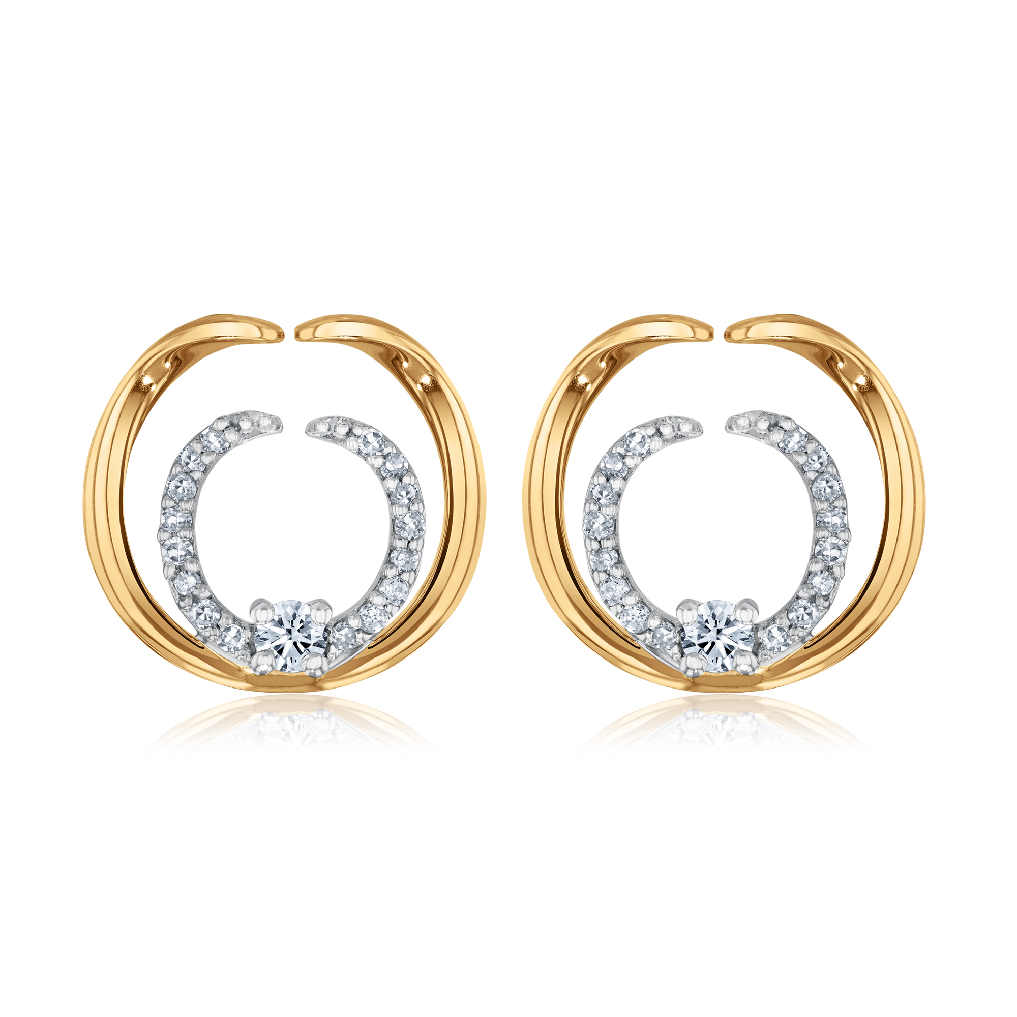 1/6ctw Diamond Two-Tone Double Circle Earrings