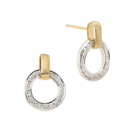 Marco Bicego 1/4ctw Diamond Two-Tone Gold Flat Link Earrings | Jaipur Link Collection
